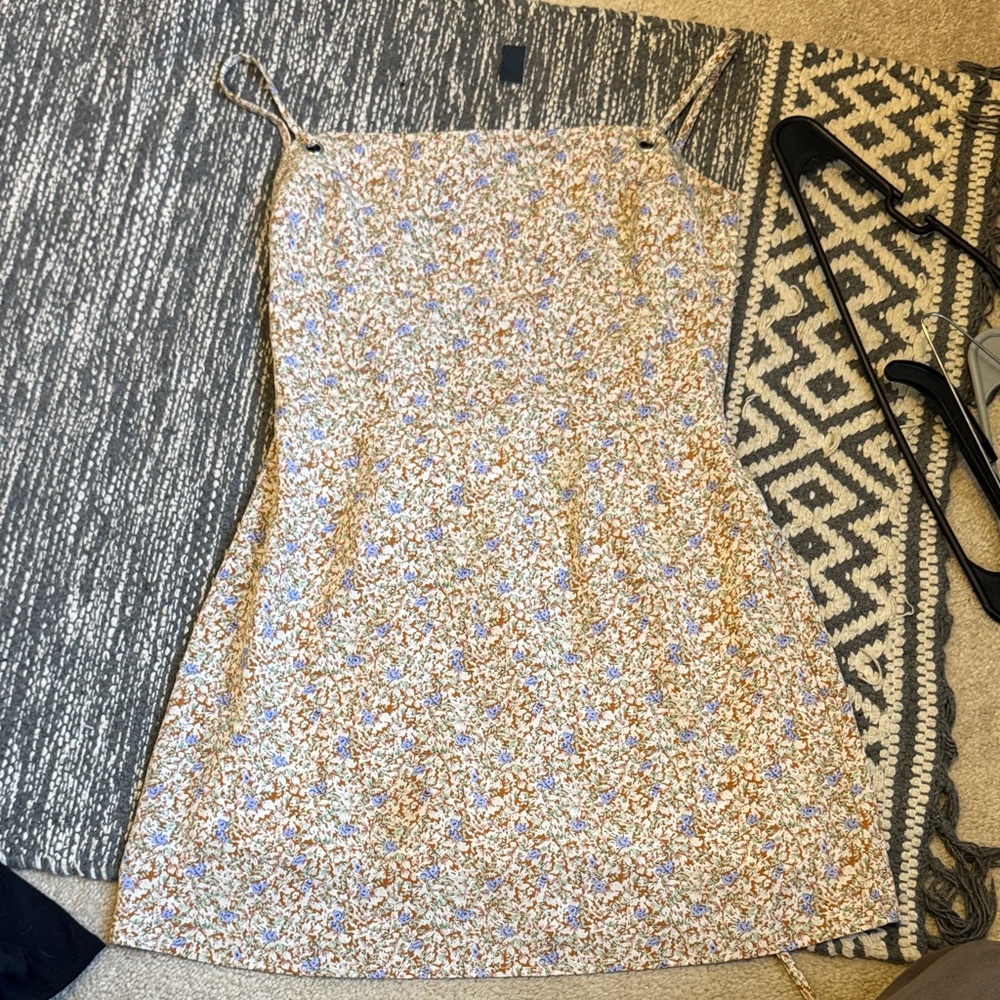 The Reset Floral Mini Dress in Cream and Blue